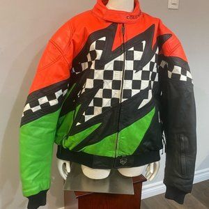 Coldwave Leather Retro Snowmobile coat Mens XL Very warm Bright Colours